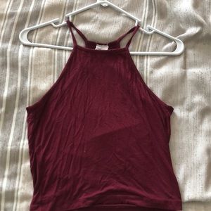 Maroon high neck crop top